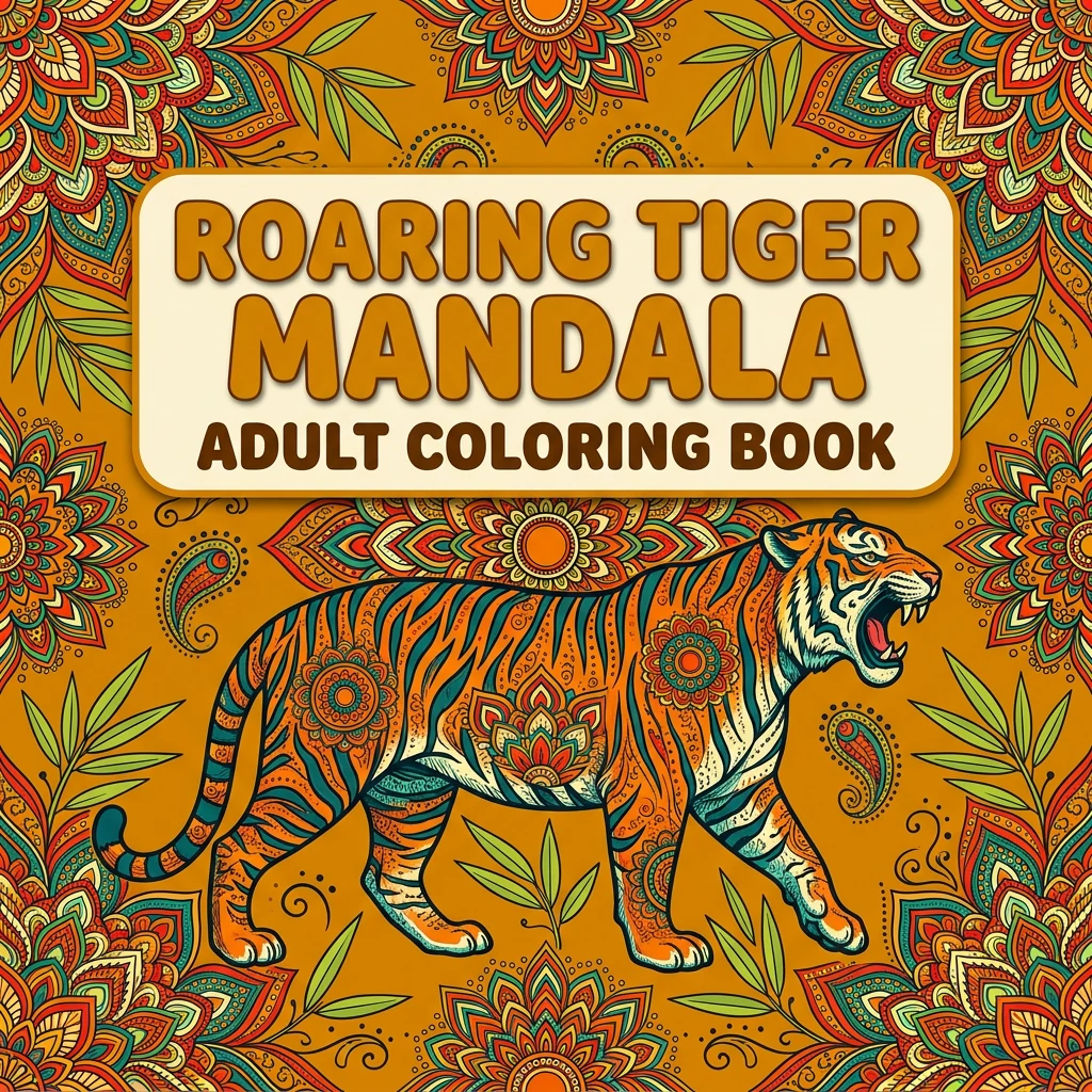 Roaring Tiger Mandala Coloring Pages