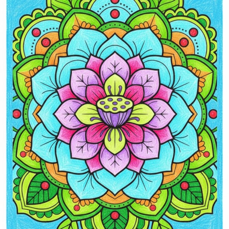 Spiritual Lotus Flower Mandala Coloring