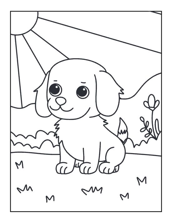 adorable dog coloring page to print and color