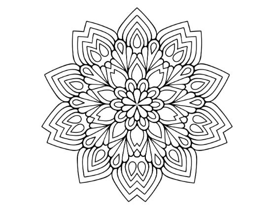 Eight pointed star formed from layered lotus petals around a beaded star on a mandala