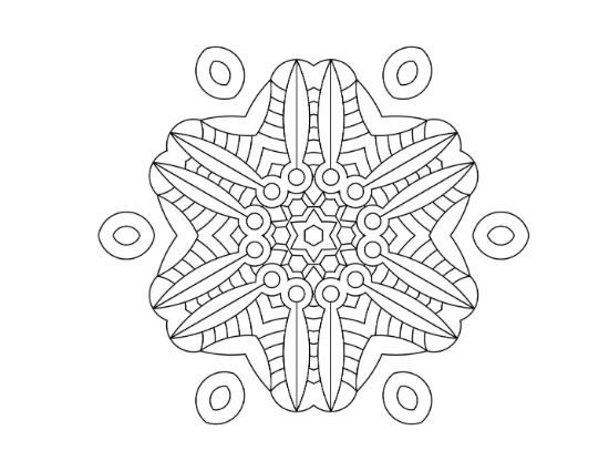 Six pointed snowflake with bold central petals and clear lines drawn bold and easy