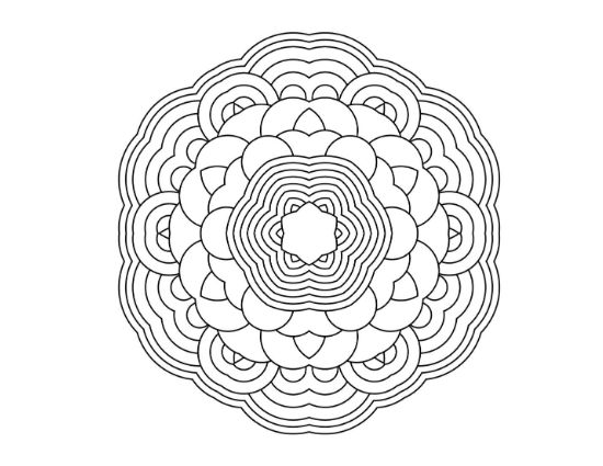 Stacked lotus petals layering outward into soft scalloped rings on a coloring page