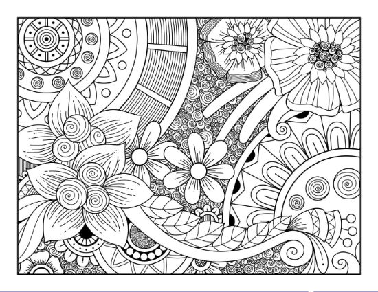 Floral mandala with swirling backgrounds and decorative patterns coloring page.