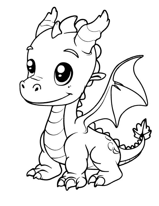 cute baby dragon coloring page for kids