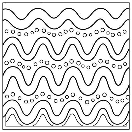 Stacked wavy bands with small dots filling the gaps between them, bold and easy