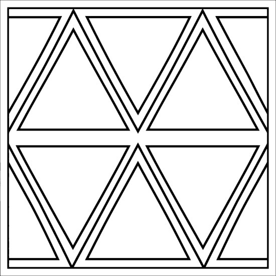 A few large triangles tessellate to fill the page with big open cells, bold and easy