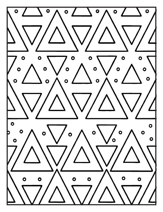Repeating triangles in alternating rows with small dotted circles on a coloring page