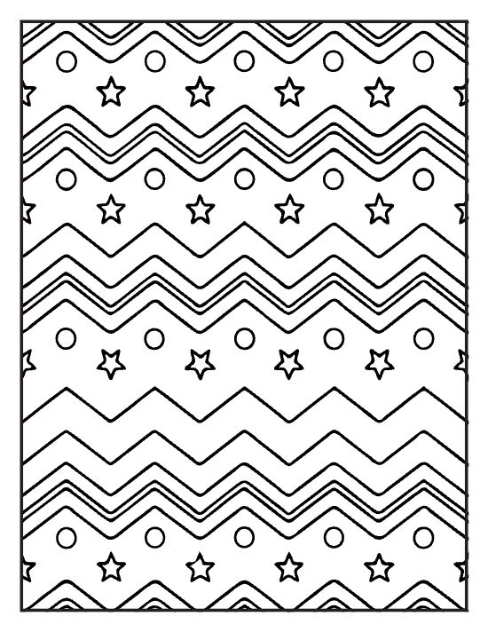 Stacked chevron bands with little stars and dots drawn bold and easy
