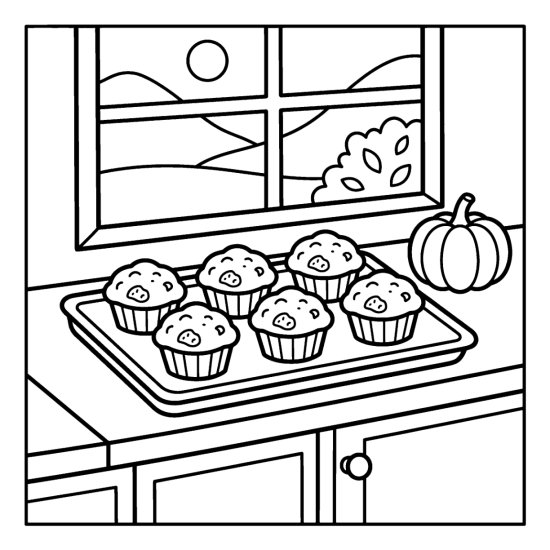 Tray of round pumpkin muffins cooling on a kitchen counter, bold and easy