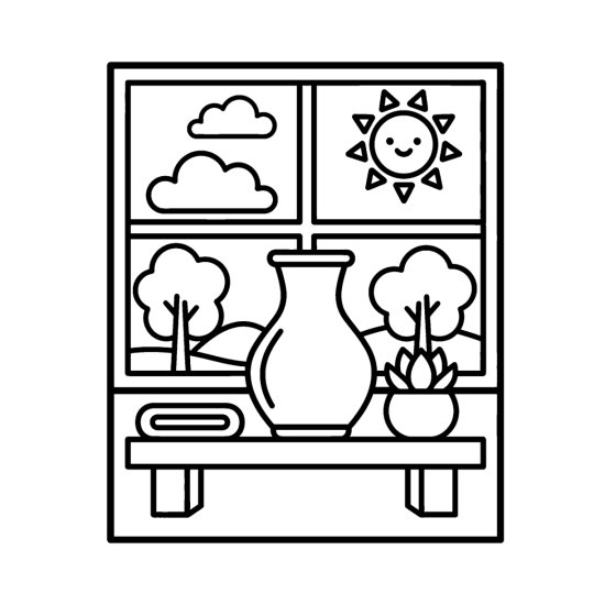 Smooth blank vase on a windowsill with a towel and small plant, bold and easy