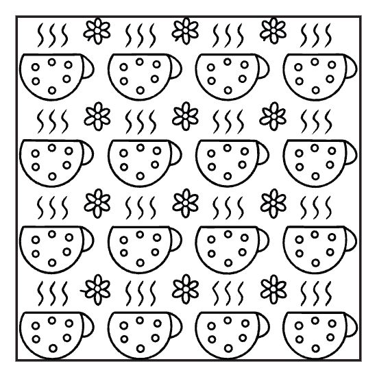 Candle repeating print coloring page, hygge bold and easy adult cozy stress relief page
