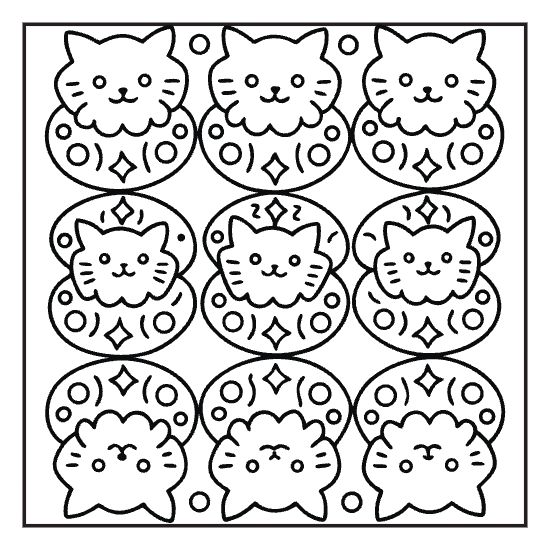 Heart doodle tile coloring page with playful repeated motif, bold and easy adult cozy page