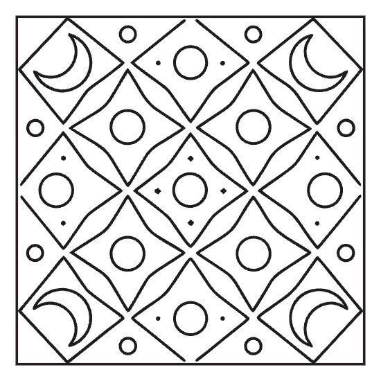 Hygge pattern finale coloring page with cozy mixed motif border, bold and easy adult cozy page