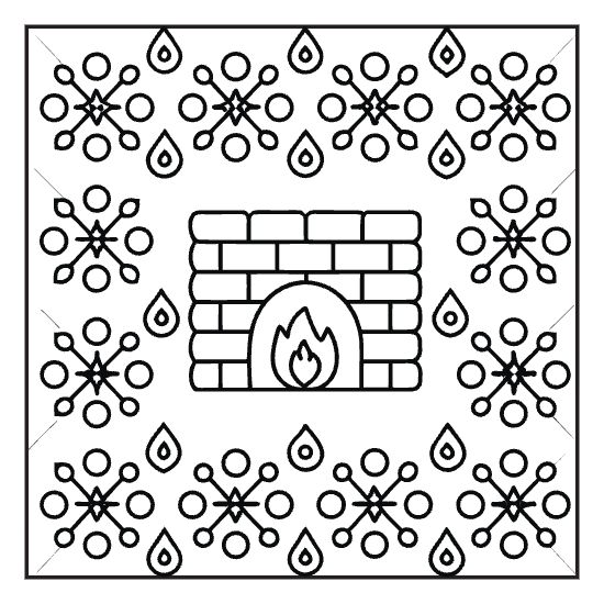 Hygge knit print coloring page with Nordic motif, bold and easy cozy adult coloring page
