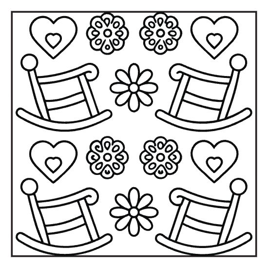 Snowflake pattern tile coloring page, hygge bold and easy adult cozy coloring page