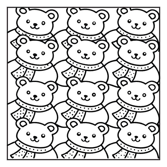 Heart tile repeat coloring page with playful hand drawn motif, bold and easy adult cozy page