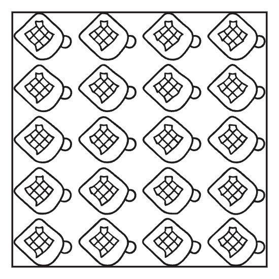 Cabin roof repeat coloring page with hygge home motif, bold and easy adult cozy page
