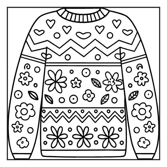 Mug cluster repeat coloring page with hygge cup motif, bold and easy adult cozy page