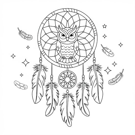 A dreamcatcher with hanging feathers and beads