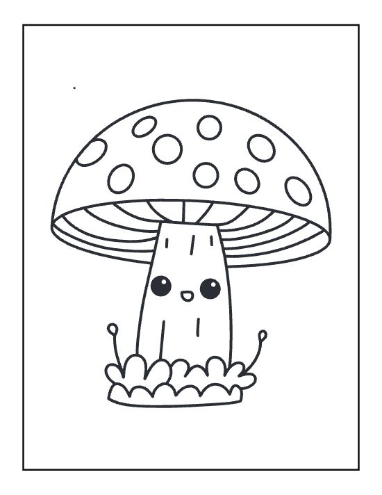 A smiling mushroom character