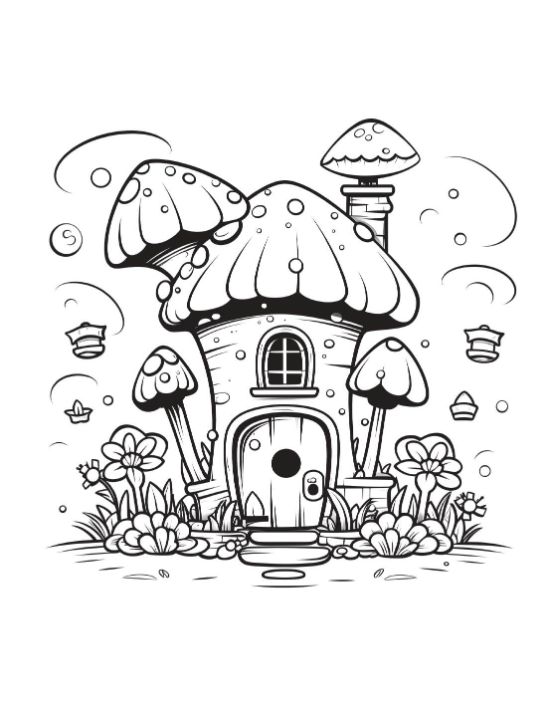 A cozy mushroom cottage with windows