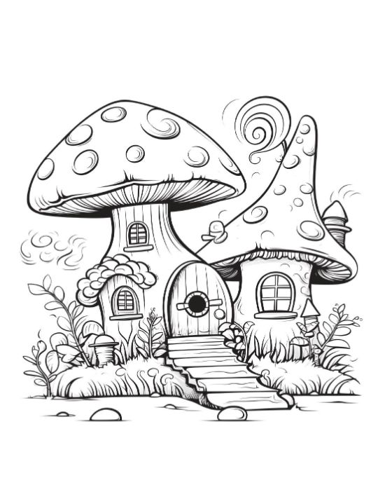 Mushrooms and a snail in a tiny garden