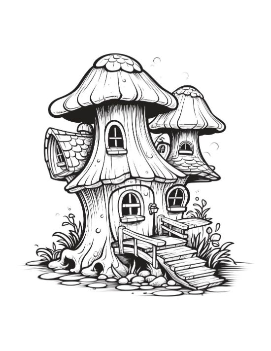 A tall mushroom house on a mound