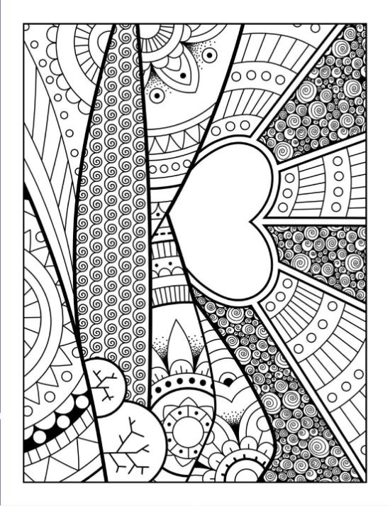 Intricate letter K featuring zentangle patterns, floral motifs, and geometric shapes in a detailed adult coloring page.