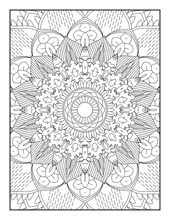 Intricate floral mandala coloring page for adults