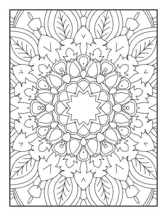 Intricate floral pattern featuring symmetry and layered leaf details in a circular decorative mandala