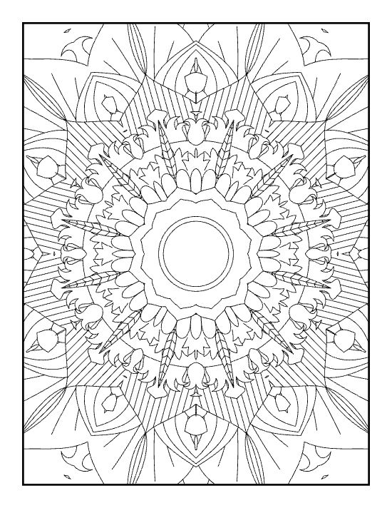 Intricate geometric mandala with an elegant central ring design.