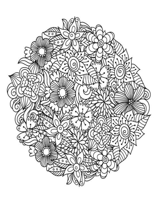 Detailed floral mandala with various flowers and leaves in a dense pattern, mandala