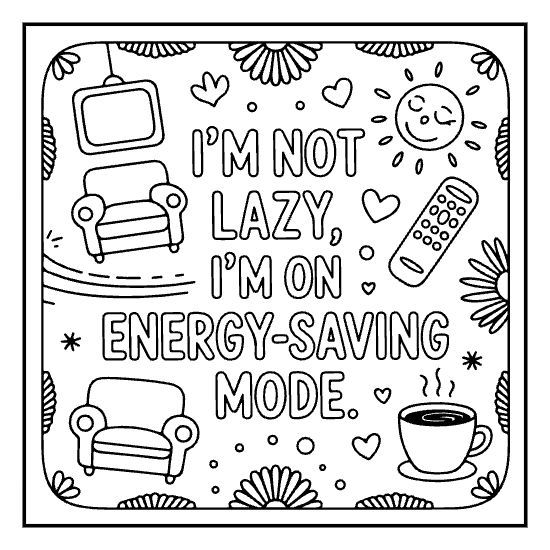 Coffee bean decorative border coloring page with central quote, bold and easy adult coffee page