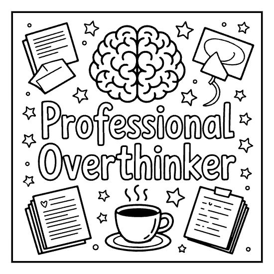 Introvert humor mood quote coloring page with bold lettering, adult stress relief doodle page