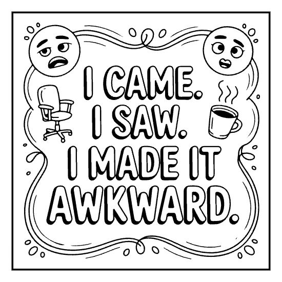 Cozy cancel plans introvert humor coloring page, bold and easy adult sarcastic doodle page