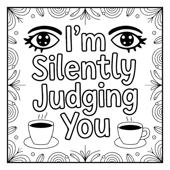 Doodle border lettering coloring page with hand drawn frame, bold and easy adult doodle art page