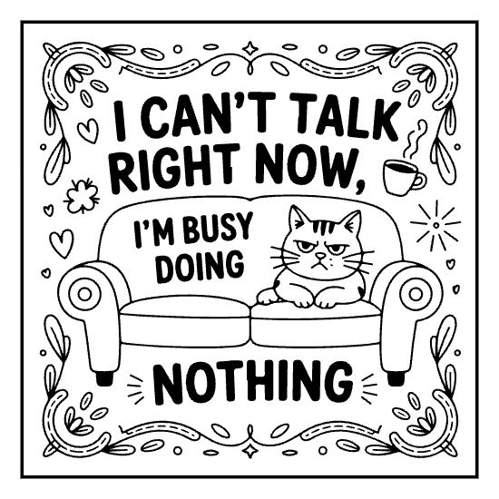 Doodle confetti quote coloring page with scattered hand drawn shapes, bold and easy adult doodle art page