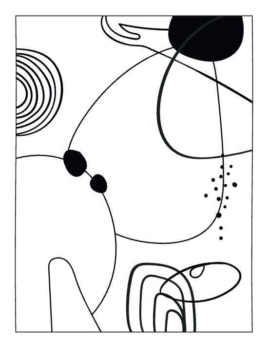 Abstract organic shapes and fluid lines create a minimalist composition for this bold and easy coloring page.