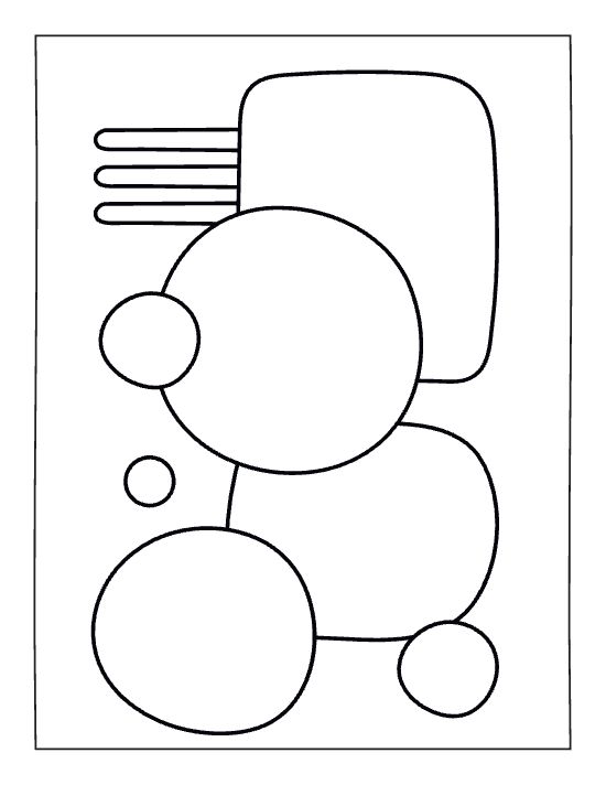 Abstract circles and rounded rectangles overlap in a minimalist composition for this geometric bold and easy coloring page.