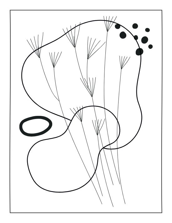 Abstract botanical stems and organic shapes create a minimalist composition for this bold and easy coloring page.