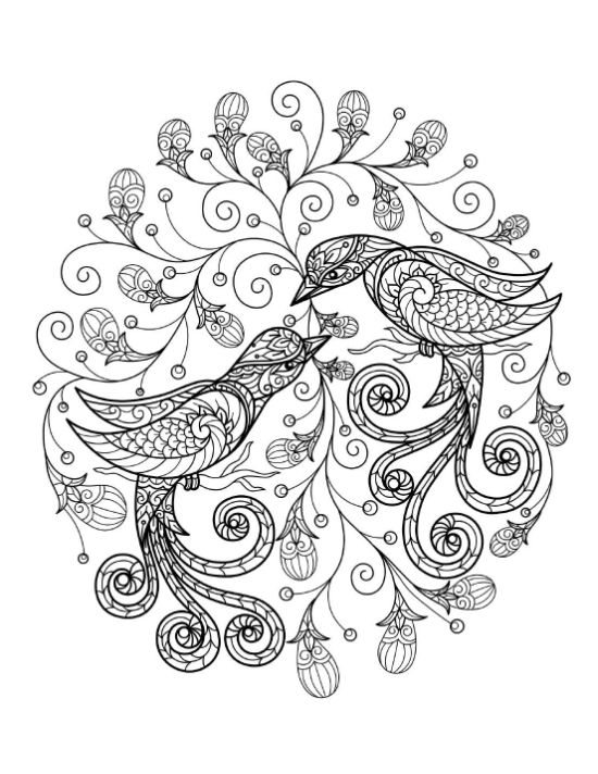 Layered leaves coloring page