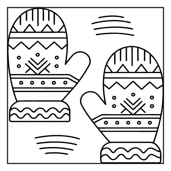 Pair of mittens covered in zigzag and dot details drawn bold and easy