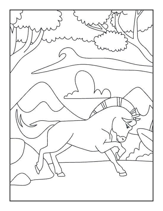 playful horse coloring page to print and color