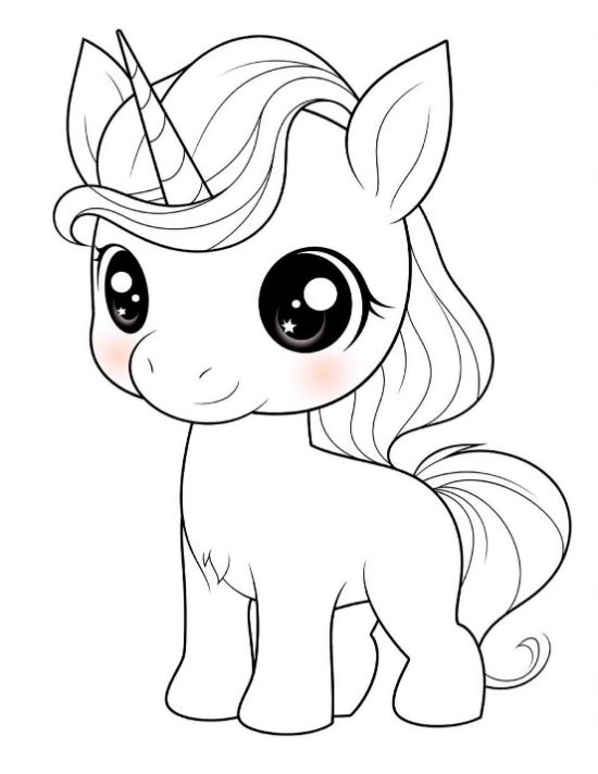 Sweet tiny chibi baby unicorn with no body markings drawn bold and easy
