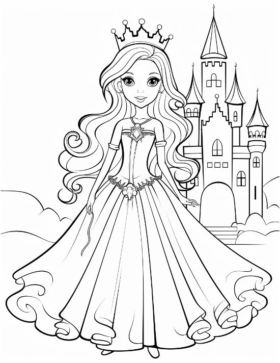 pretty princess coloring page to print and color
