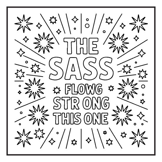 Sassy Swear Lettering, a sassy swear word lettering coloring page for adults