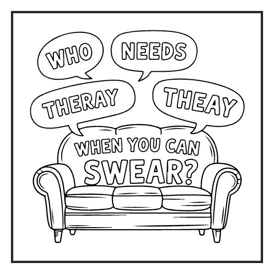 Mood Phrase Print, a sassy swear word lettering coloring page for adults