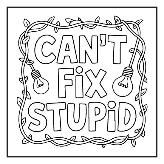 Cathartic Lettering, a sassy swear word lettering coloring page for adults
