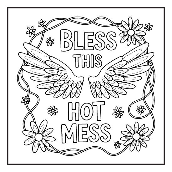 Sassy Slogan Print, a sassy swear word lettering coloring page for adults