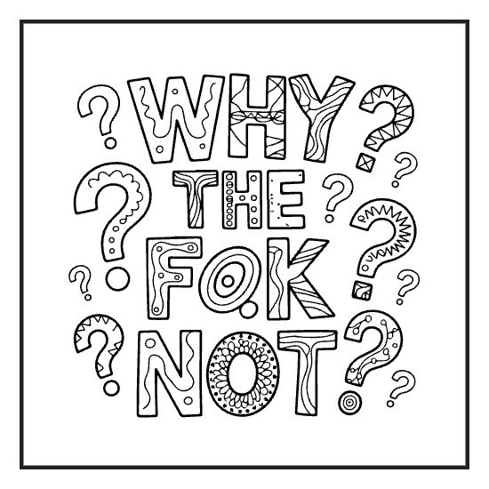 Cathartic Phrase Sheet, a sassy swear word lettering coloring page for adults